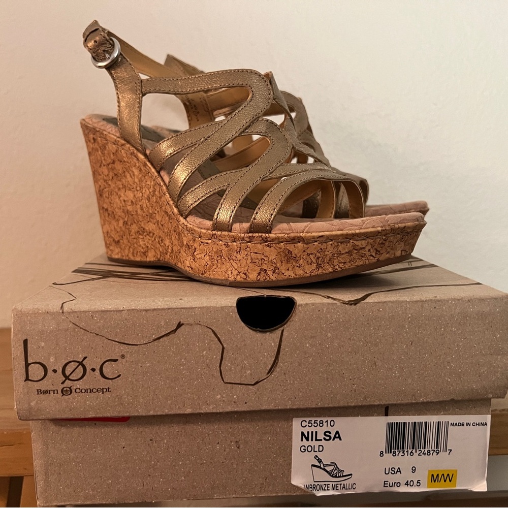 boc Gold Strappy Wedges